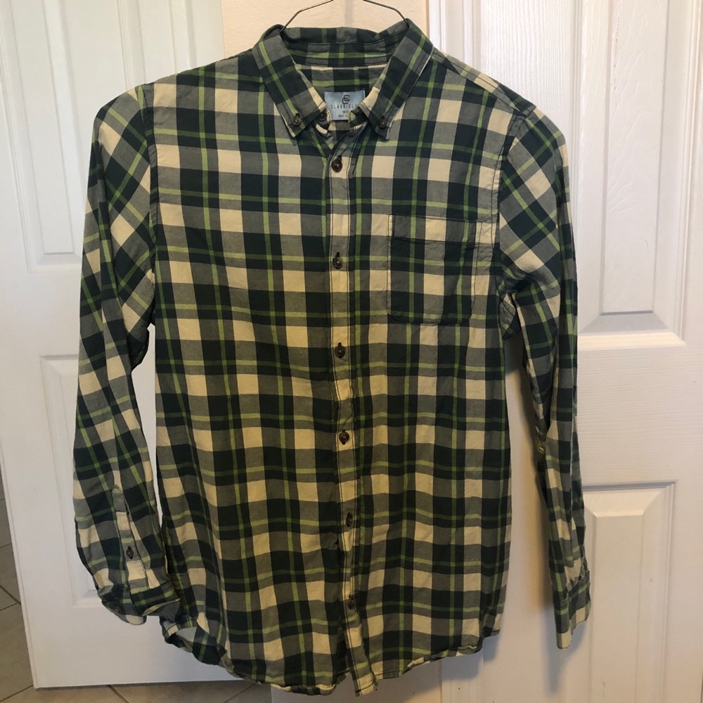Class Club men’s green plaid shirt